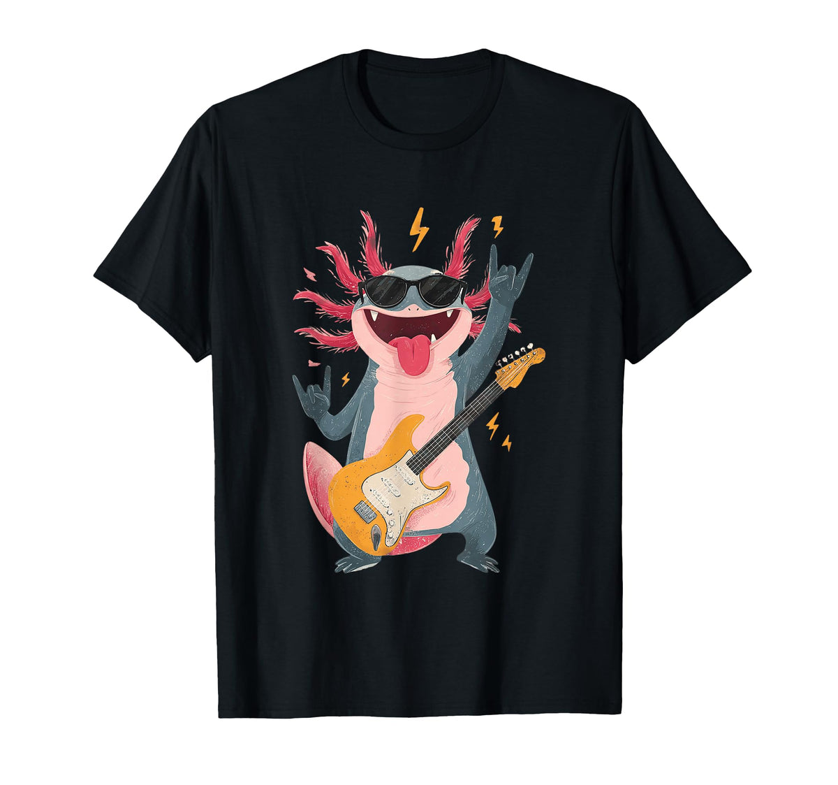 Axolotl Rock Music Funny Animal T-Shirt - Minimalist Print Men Women