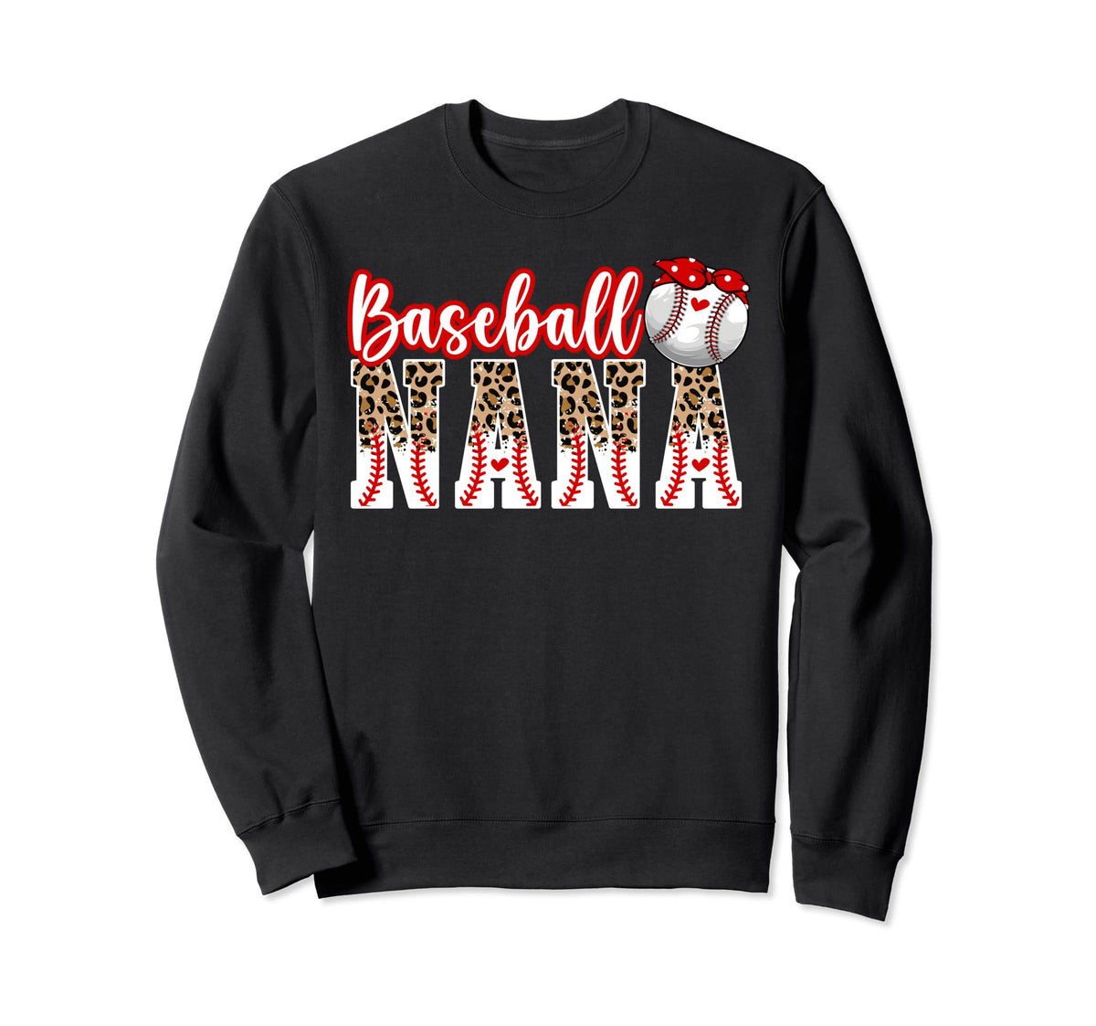 Baseball Nana Leopard Grandma Nana Sweatshirt - Novelty Apparel Unisex