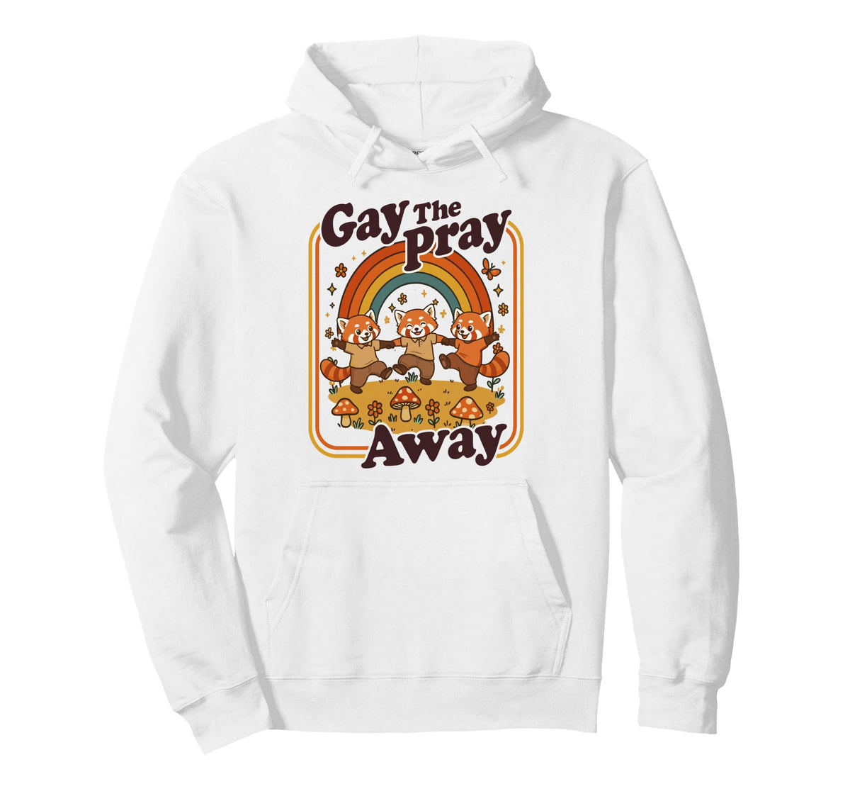 Gay Pray Away Funny Queer Red Pandas Hoodie - Aesthetic Graphic Unisex