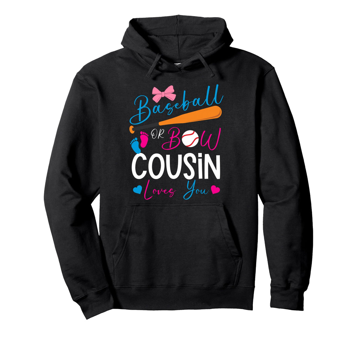 Baseball Or Bow Cousin Loves You Hoodie - Custom Art Print for Adults