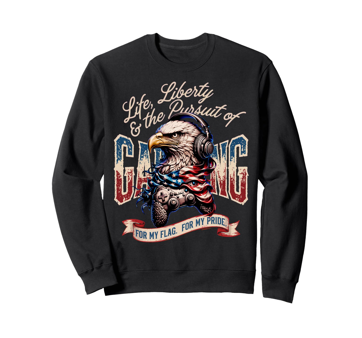Patriotic Usa Gamer Usa Flag Sweatshirt - Casual Everyday Wear for Adults