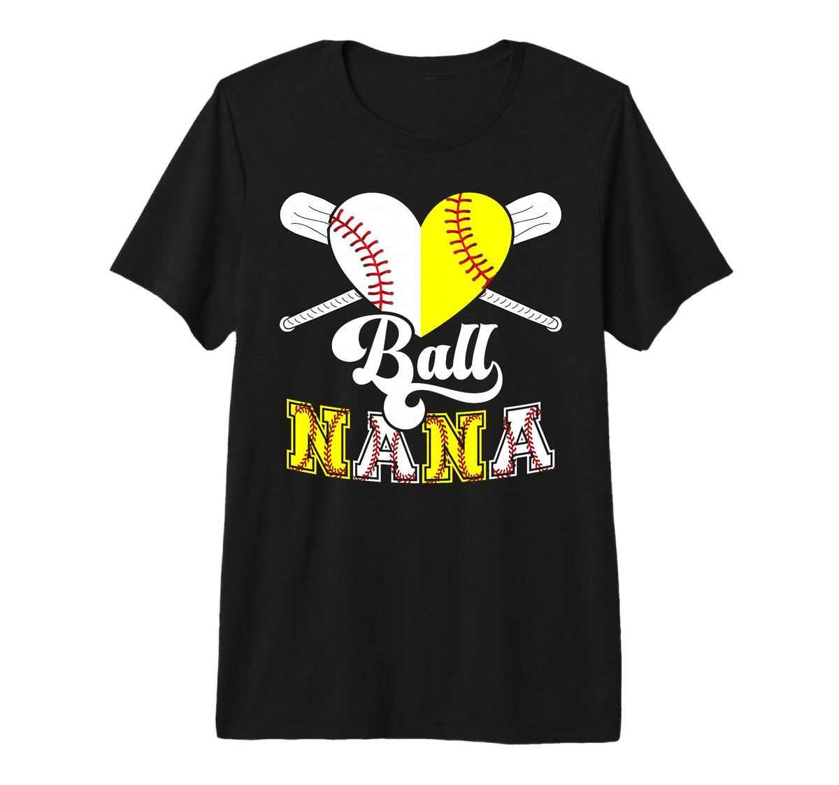Ball Nana Heart Softball Baseball Nana T-Shirt - Aesthetic Graphic Unisex