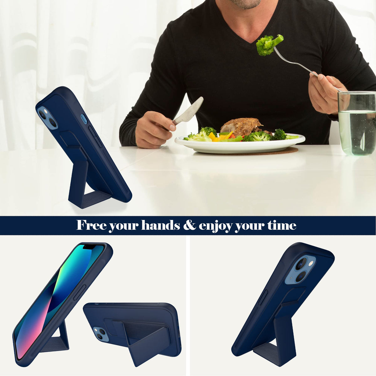 Varikke iPhone 13 Stand Case with Folding Grip Stand