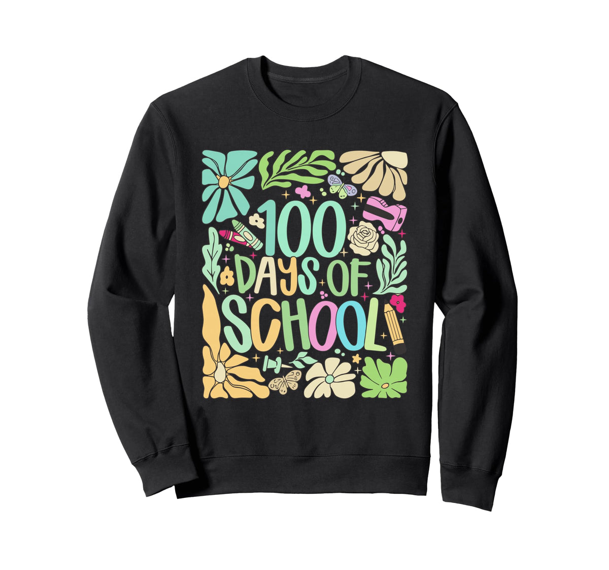 Boho 100Th Day School Rainbow Sweatshirt - Custom Art Print for Adults
