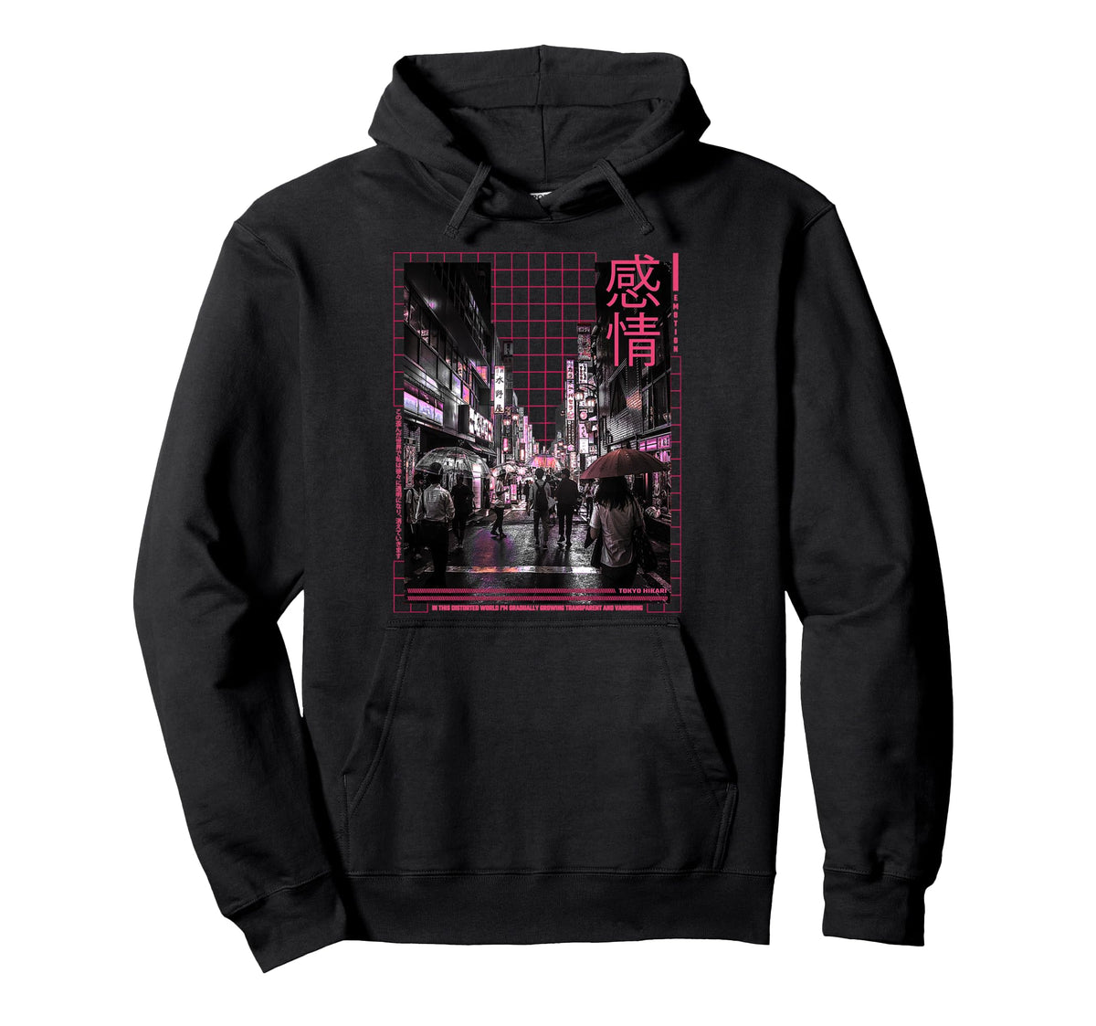 Aesthetic Japanese City Cyberpunk 90S Hoodie - Minimalist Print for Adults