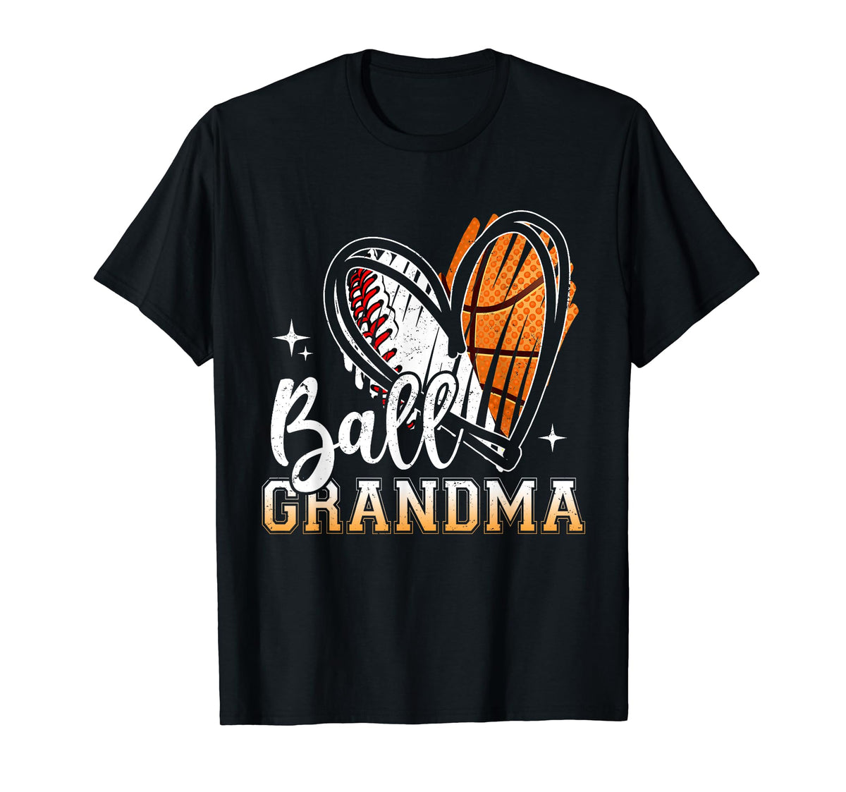 Ball Grandma Heart Basketball Baseball T-Shirt - Unique Graphic Unisex