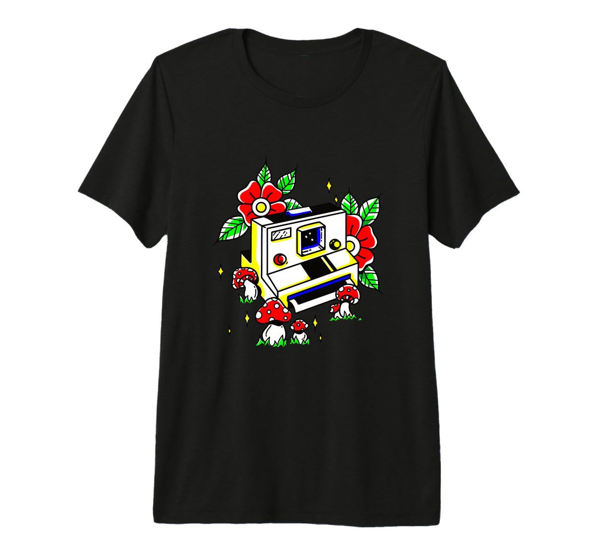Camera Amanita Muscaria Mushrooms T-Shirt - Aesthetic Graphic Men Women