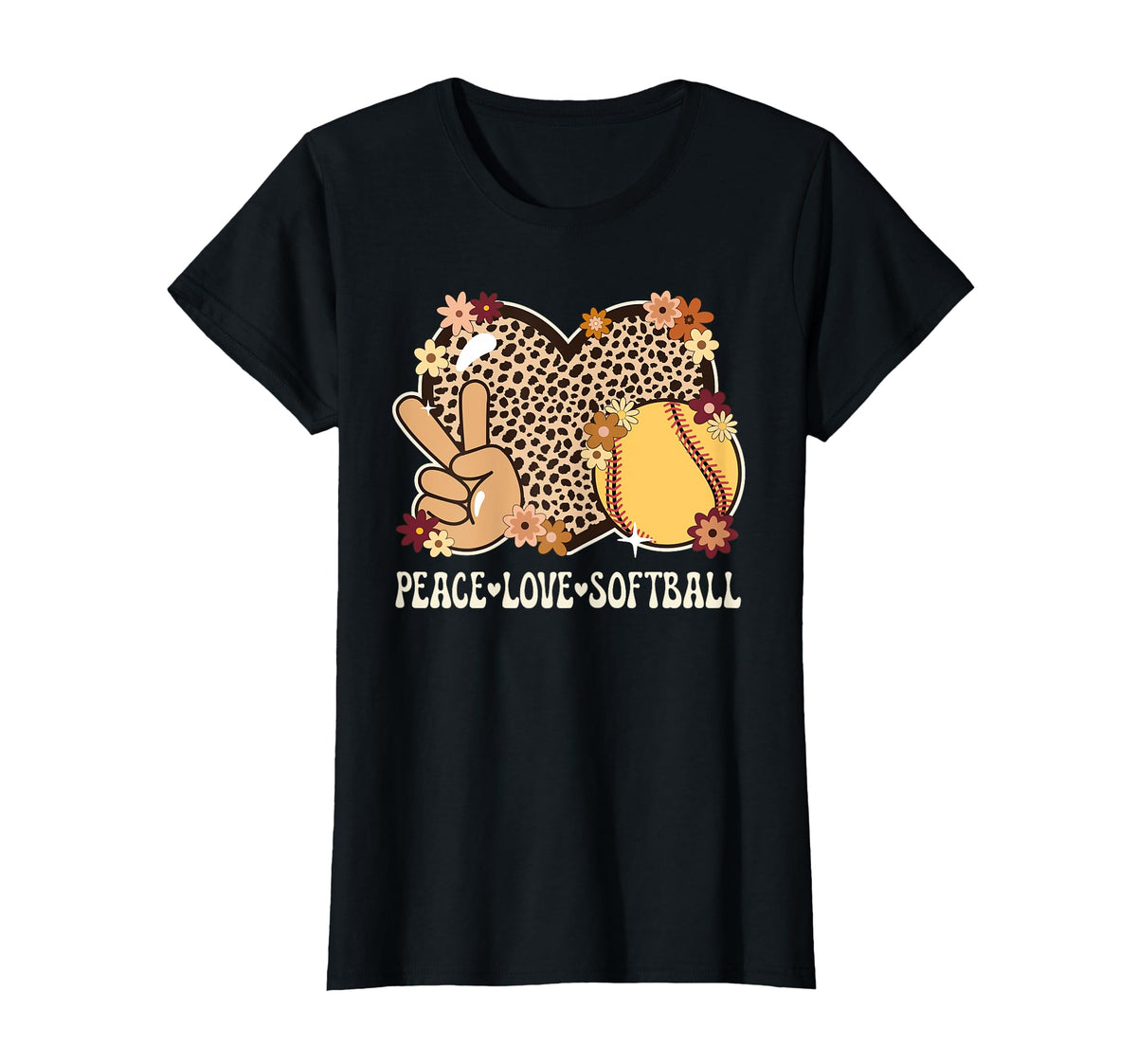 Peace Love Softball Lover Outfit T-Shirt - Minimalist Print for Adults