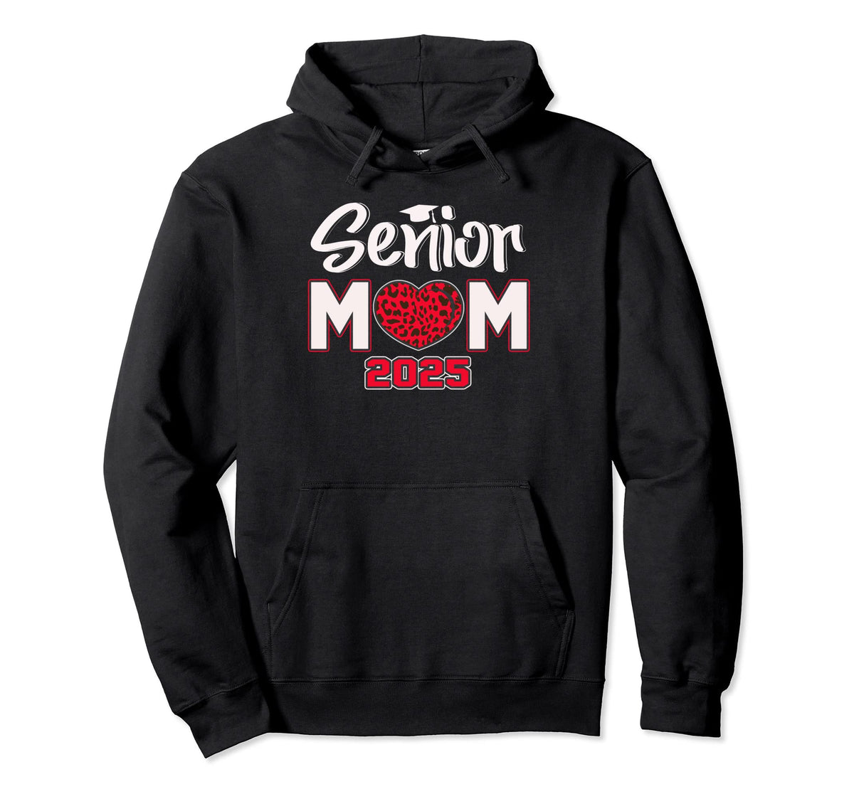 Senior 2025 Proud Mom Heart Leopard Hoodie - Streetwear Style for Adults