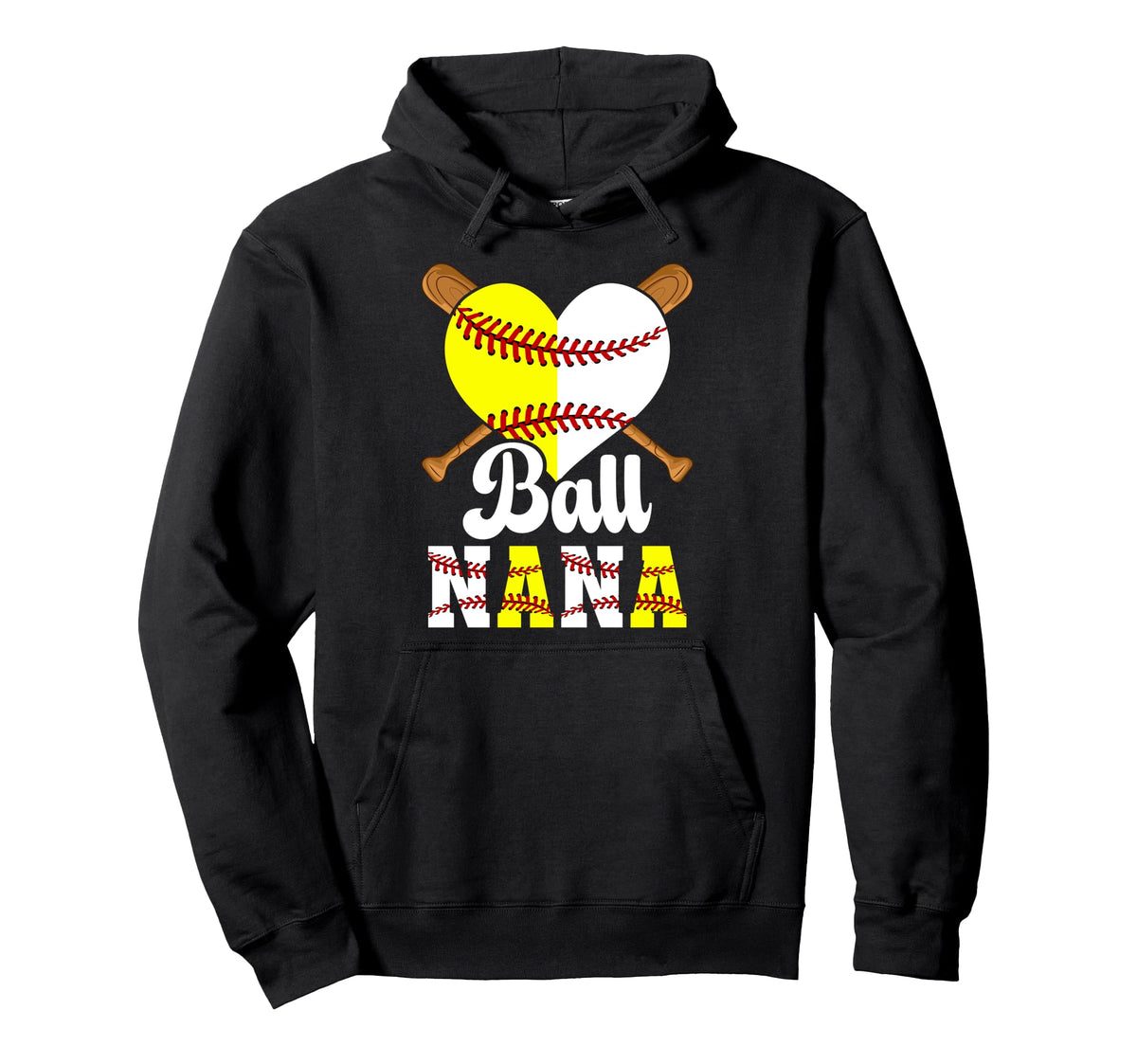 Ball Nana Heart Softball Baseball Nana Hoodie - Custom Art Print Unisex