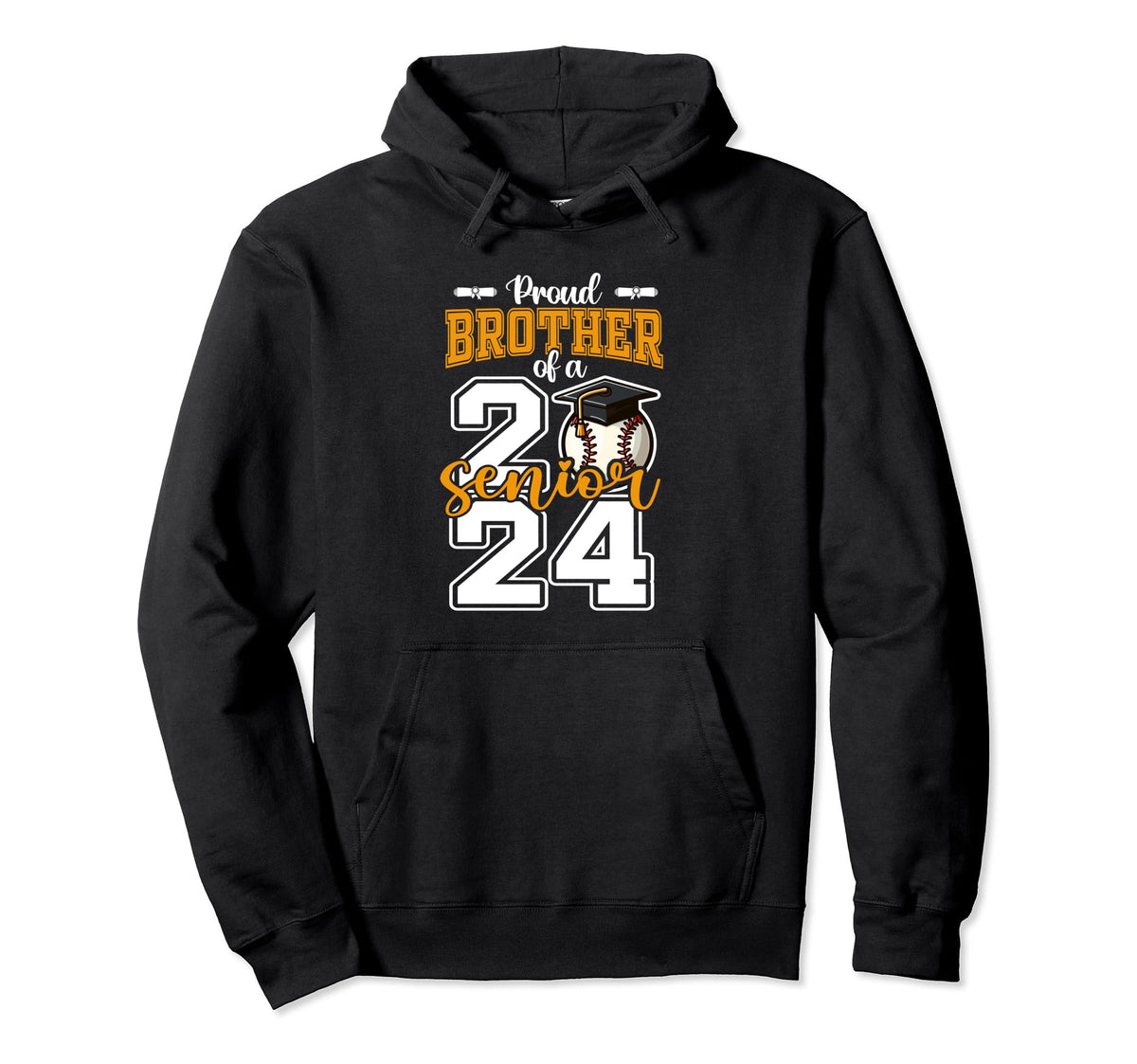 Proud Brother 2024 Baseball Senior Hoodie - Casual Everyday Wear Unisex
