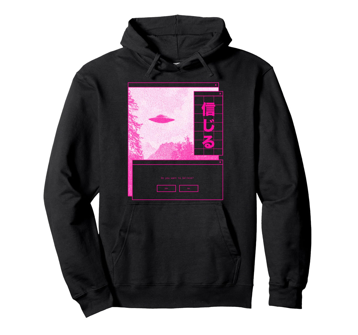 Ufo Vaporwave Aesthetic Japanese 80S Hoodie - Graphic Print Men Women