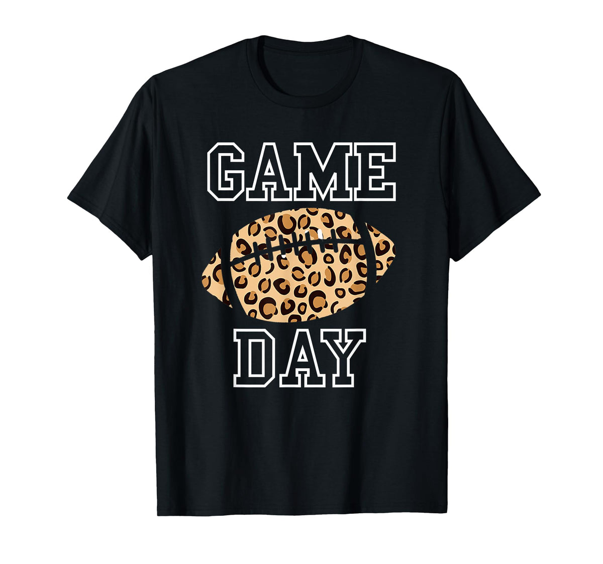 Game Day Football Mom Leopard Football T-Shirt - Minimalist Print Unisex
