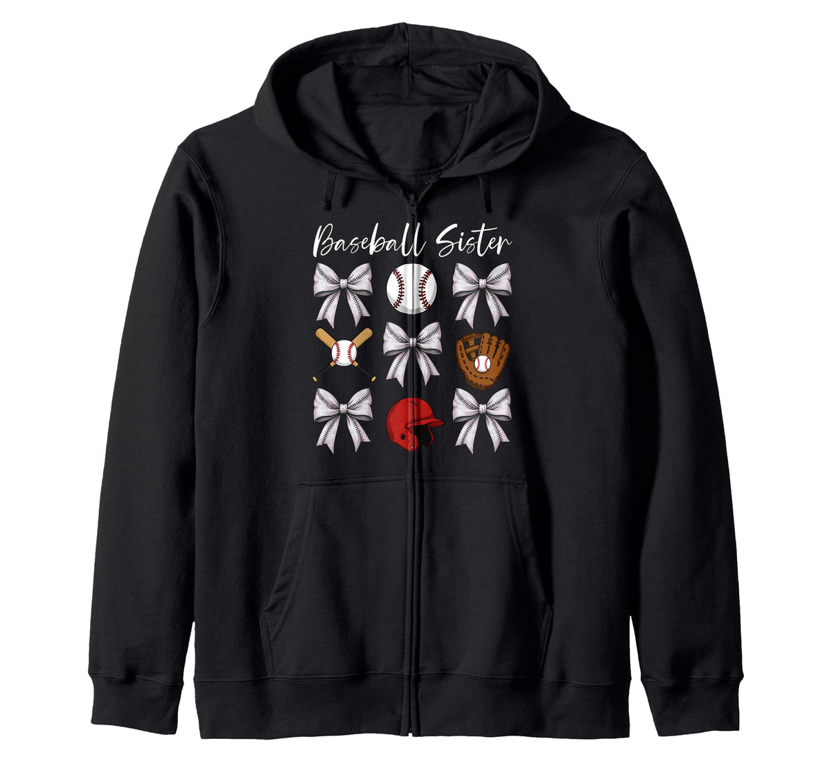 Baseball Sister Helmet Ball Bat Glove Hoodie - Aesthetic Graphic Men Women