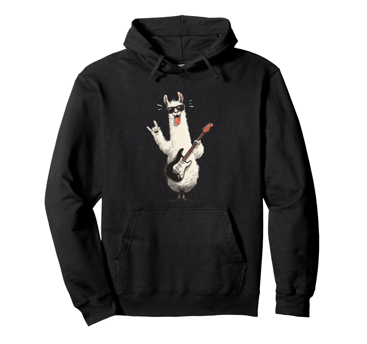 Llama Playing Guitar Rock Music Hoodie - Streetwear Style Men Women