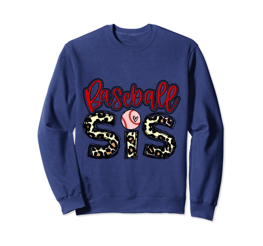 Baseball Sis Leopad Baseball Sweatshirt - Fun Novelty Design for Adults