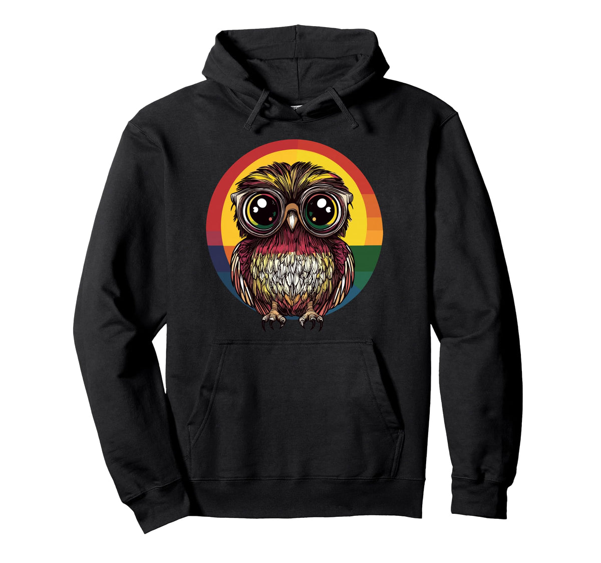 Big Eyed Owl Rainbow Hoodie - Casual Everyday Wear Men Women