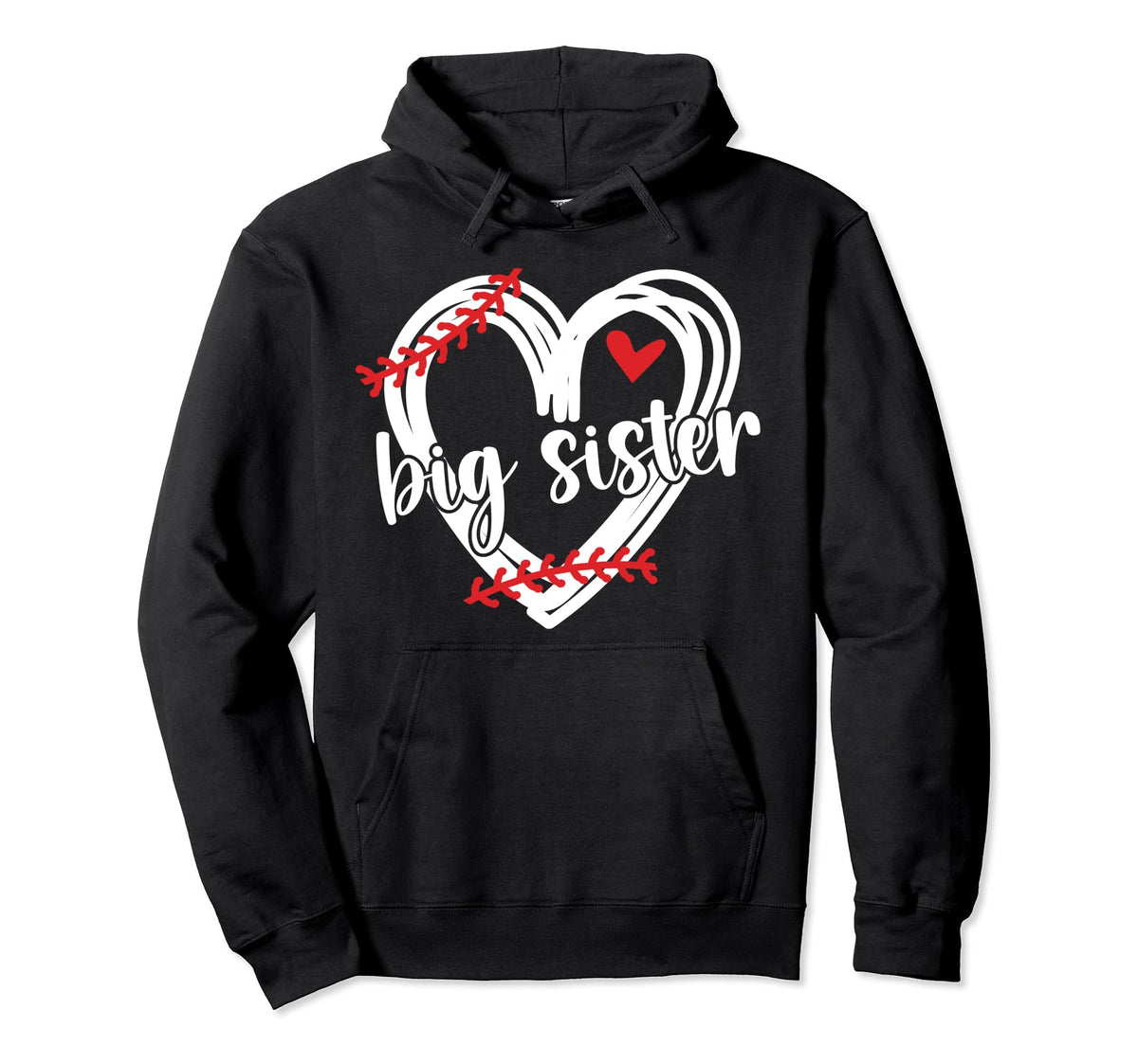Big Sister Heart Baseball Sister Hoodie - Novelty Apparel Men Women
