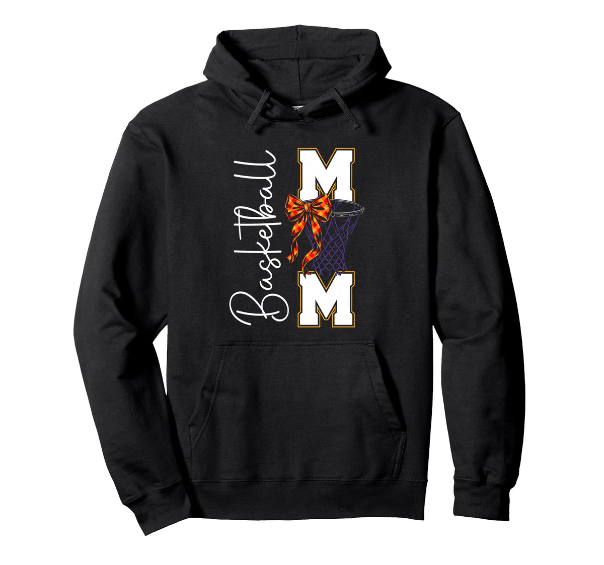 Basketball Mom Bow Game Day Funny Hoodie - Casual Everyday Wear for Adults