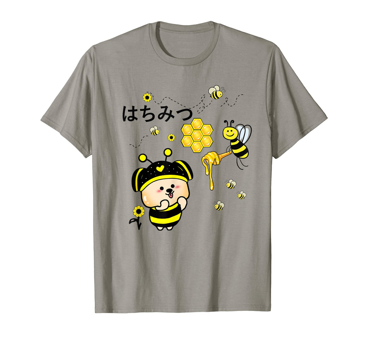 Kawaii Bear Honey And Bees Japanese T-Shirt - Casual Everyday Wear Unisex