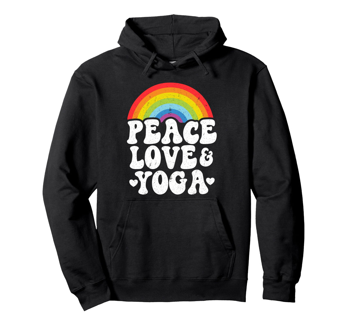 Peace Love Yoga Rainbow Hippie Yoga Hoodie - Minimalist Print for Adults
