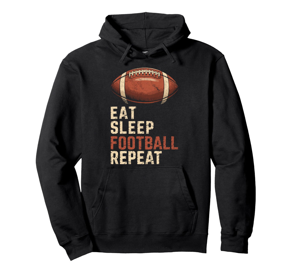 Eat Sleep Football Repeat Funny Joke Hoodie - Trendy Graphic for Adults