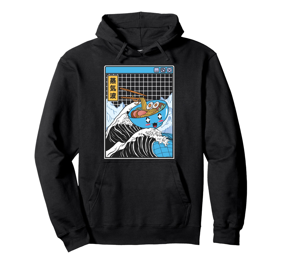 Happy Ramen Bowl Kanagawa Wave Hoodie - Streetwear Style for Adults