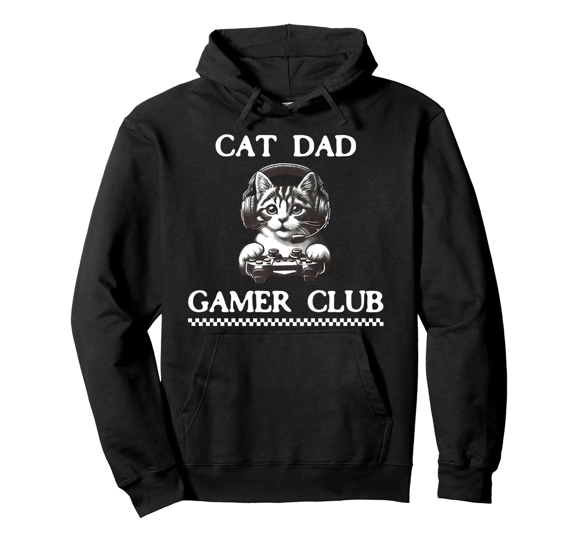 Cat Dad Gamer Club Funny Cat Lover Hoodie - Fun Novelty Design for Adults