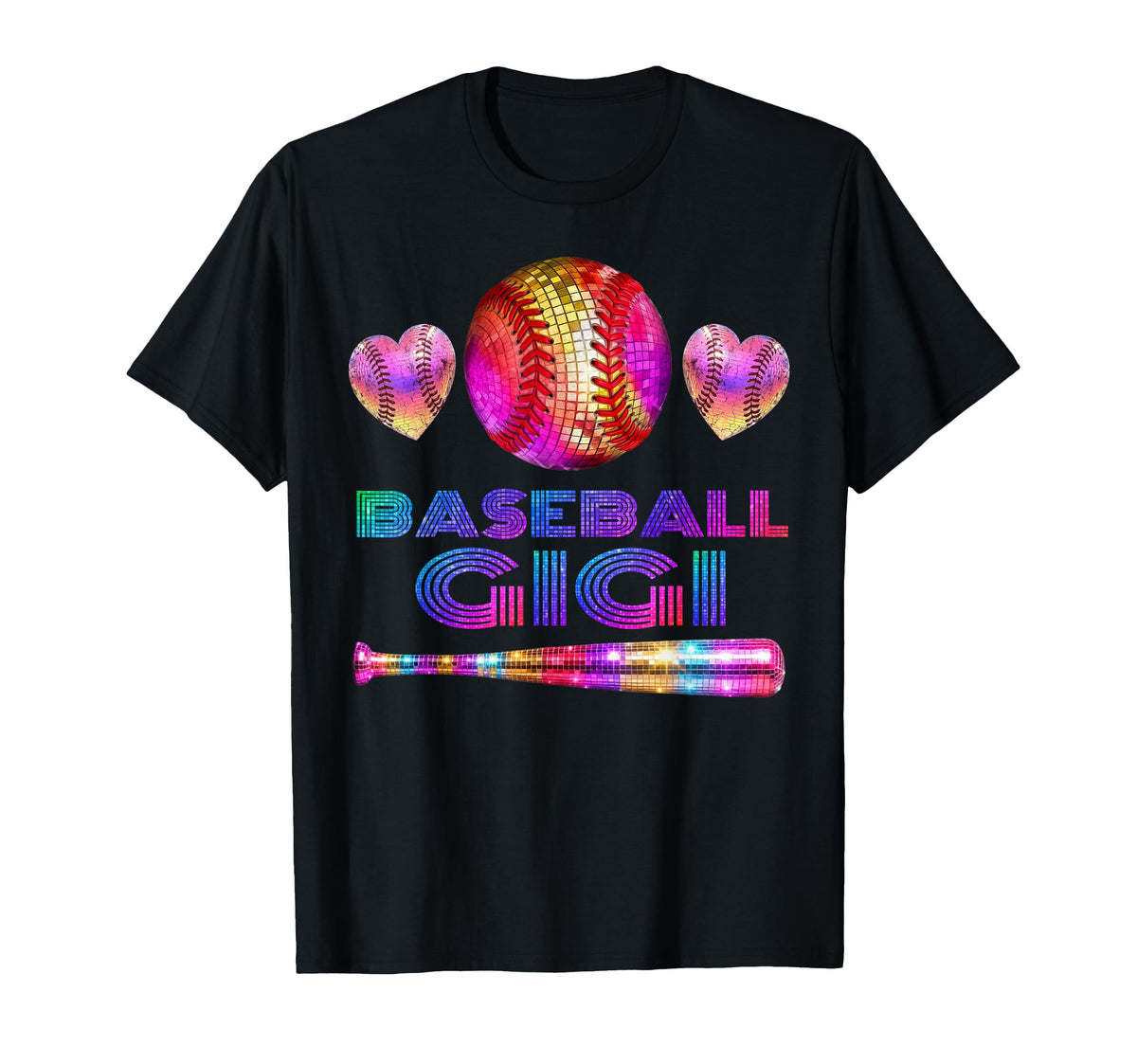 Baseball Gigi Heart Disco Grandma Nana T-Shirt - Trendy Graphic Men Women