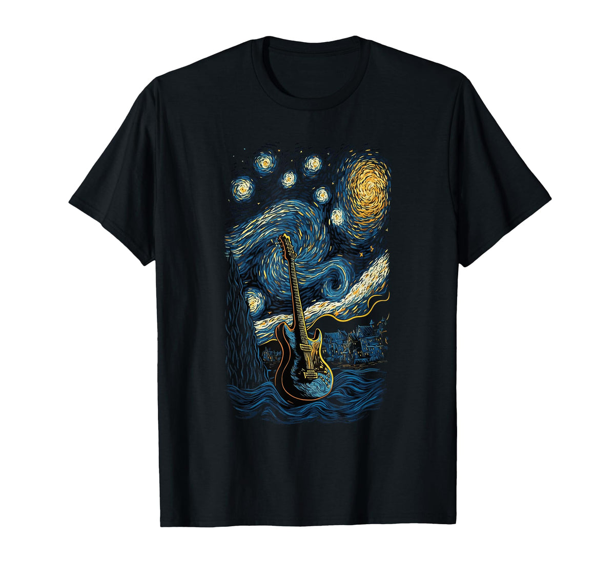 Starry Guitar Gifts Guitarist Rock T-Shirt - Graphic Print Men Women