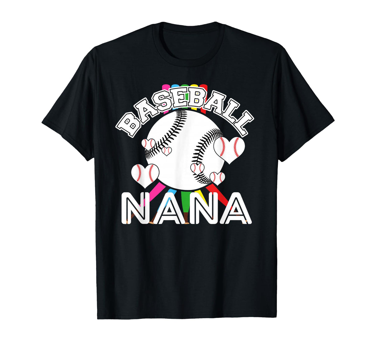 Baseball Nana Grandma Gigi Heart Love T-Shirt - Novelty Apparel for Adults