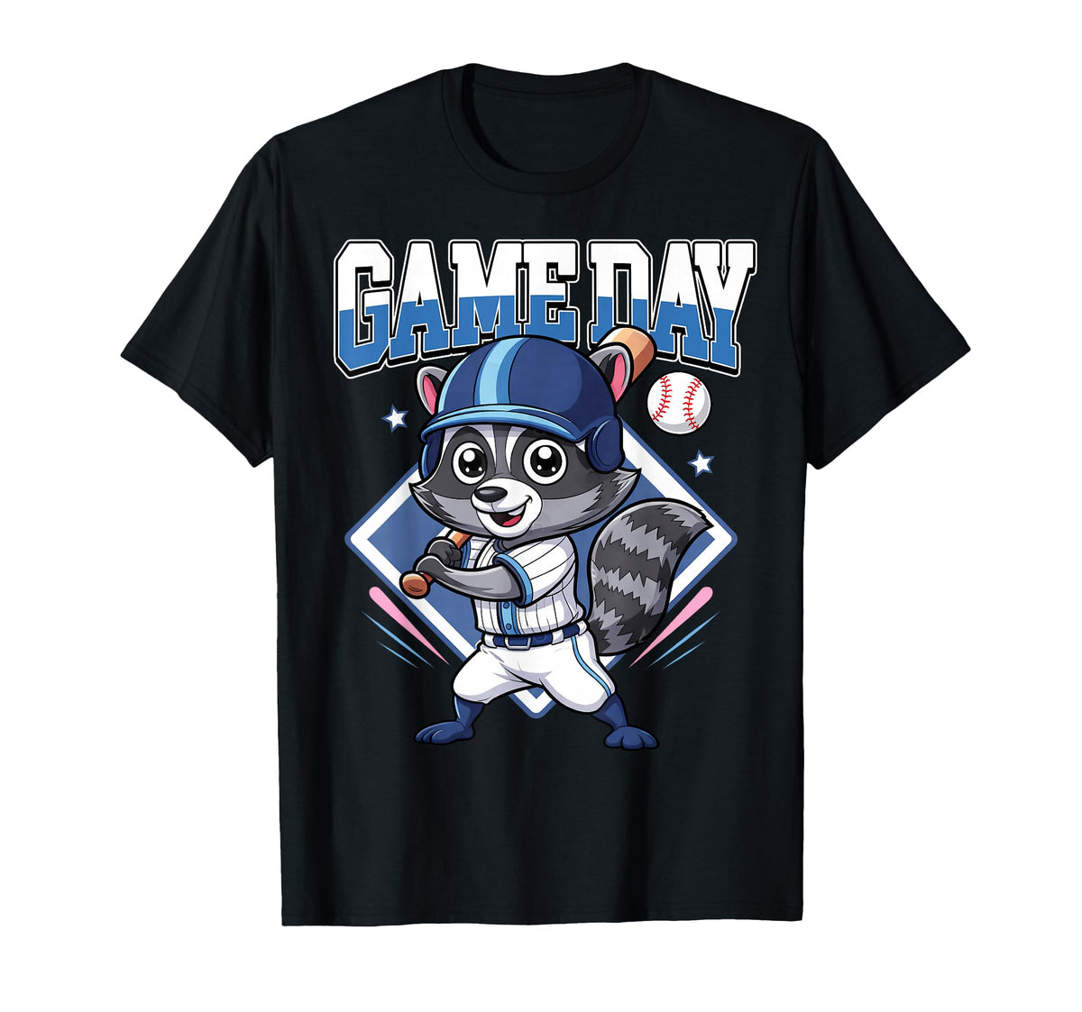 Game Day Baseball Funny Raccoon T-Shirt - Streetwear Style for Adults