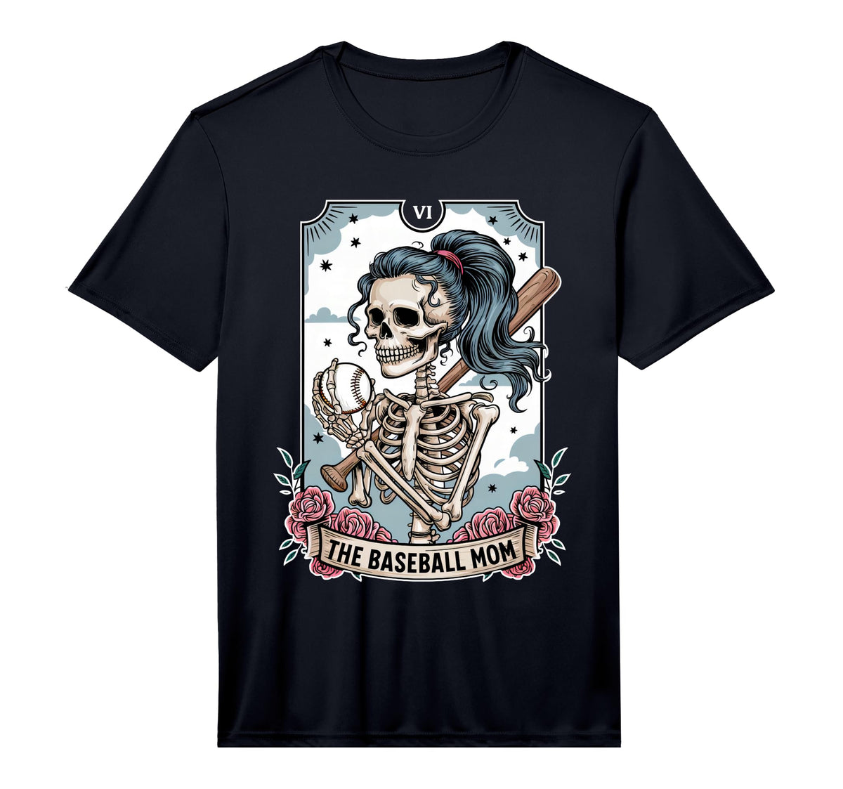 Mens Baseball Mom Tarot Card T-Shirt - Casual Everyday Wear Men Women