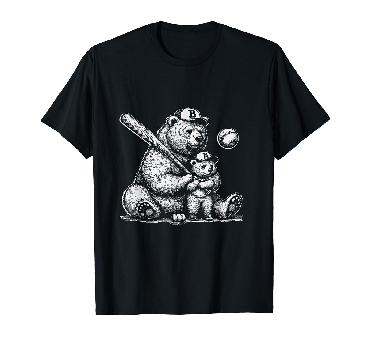 Mom Funny Baseball Bear Mom N Son Son T-Shirt - Trendy Graphic Men Women