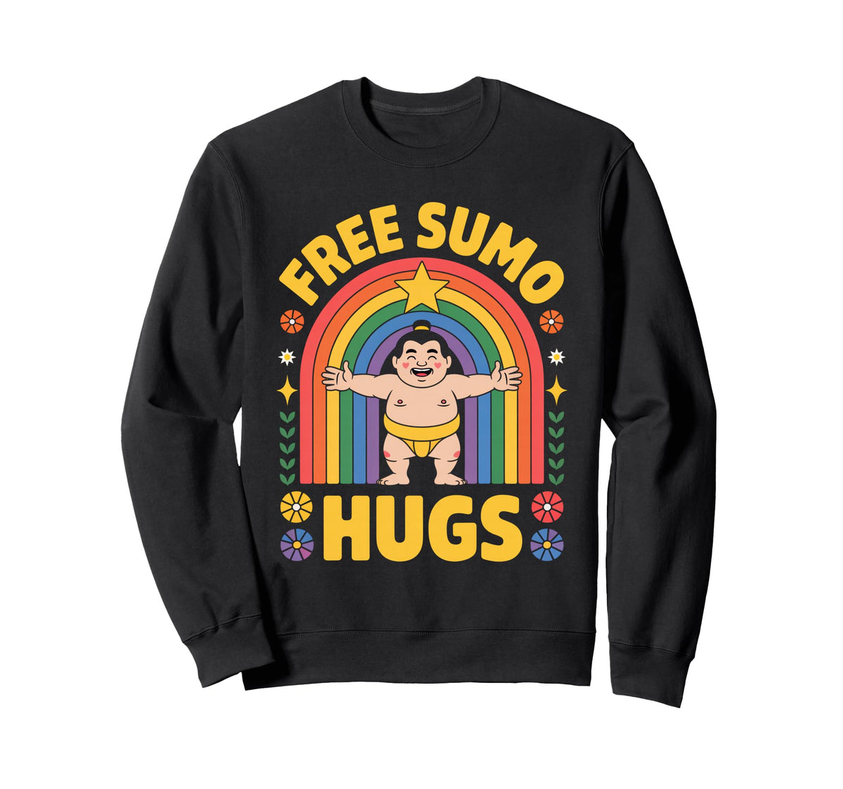 Free Sumo Hugs Funny Japanese Sweatshirt - Streetwear Style Men Women
