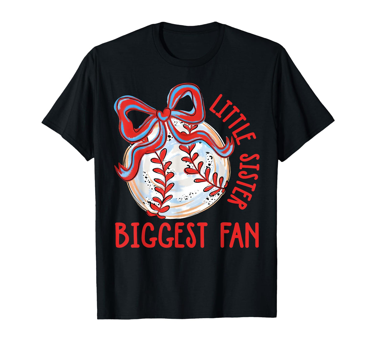 Baseball Sister Biggest Fan Lil Sis T-Shirt - Minimalist Print Men Women