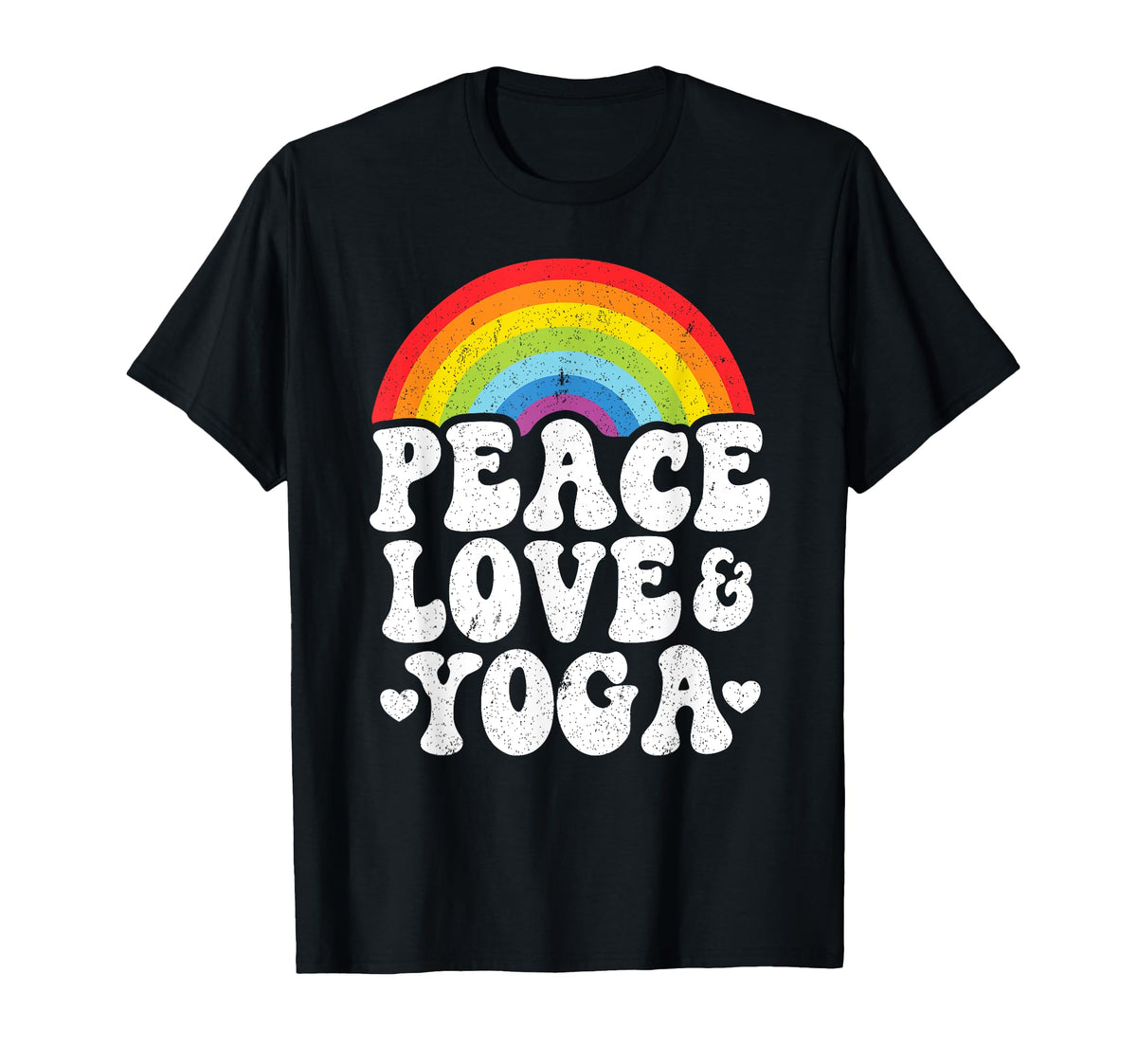 Peace Love Yoga Rainbow Hippie Yoga T-Shirt - Graphic Print for Adults