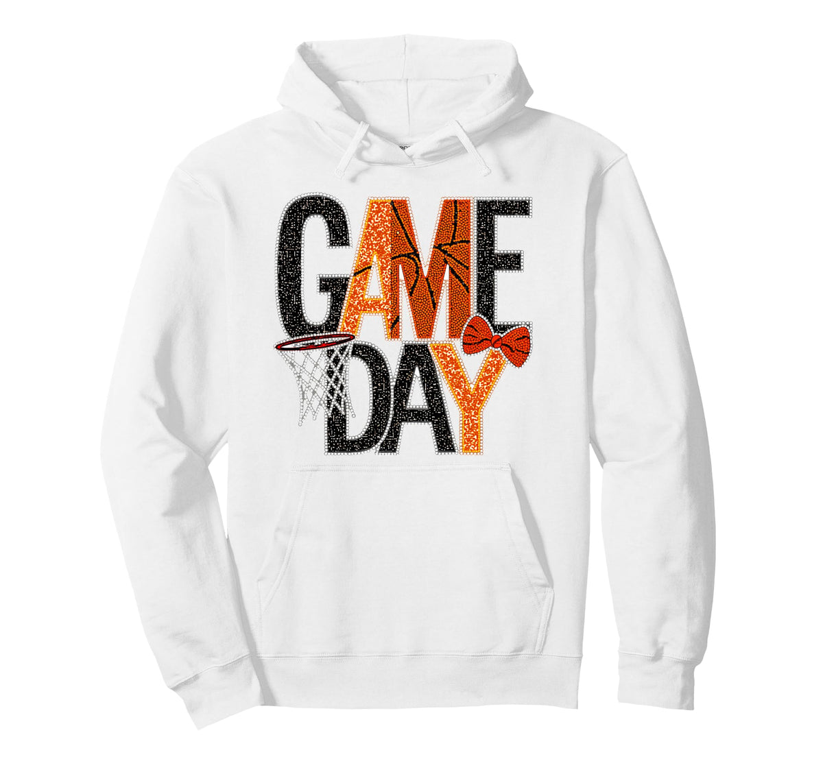 Game Day Basketball Mom Sister Aunt Bow Hoodie - Unique Graphic Men Women