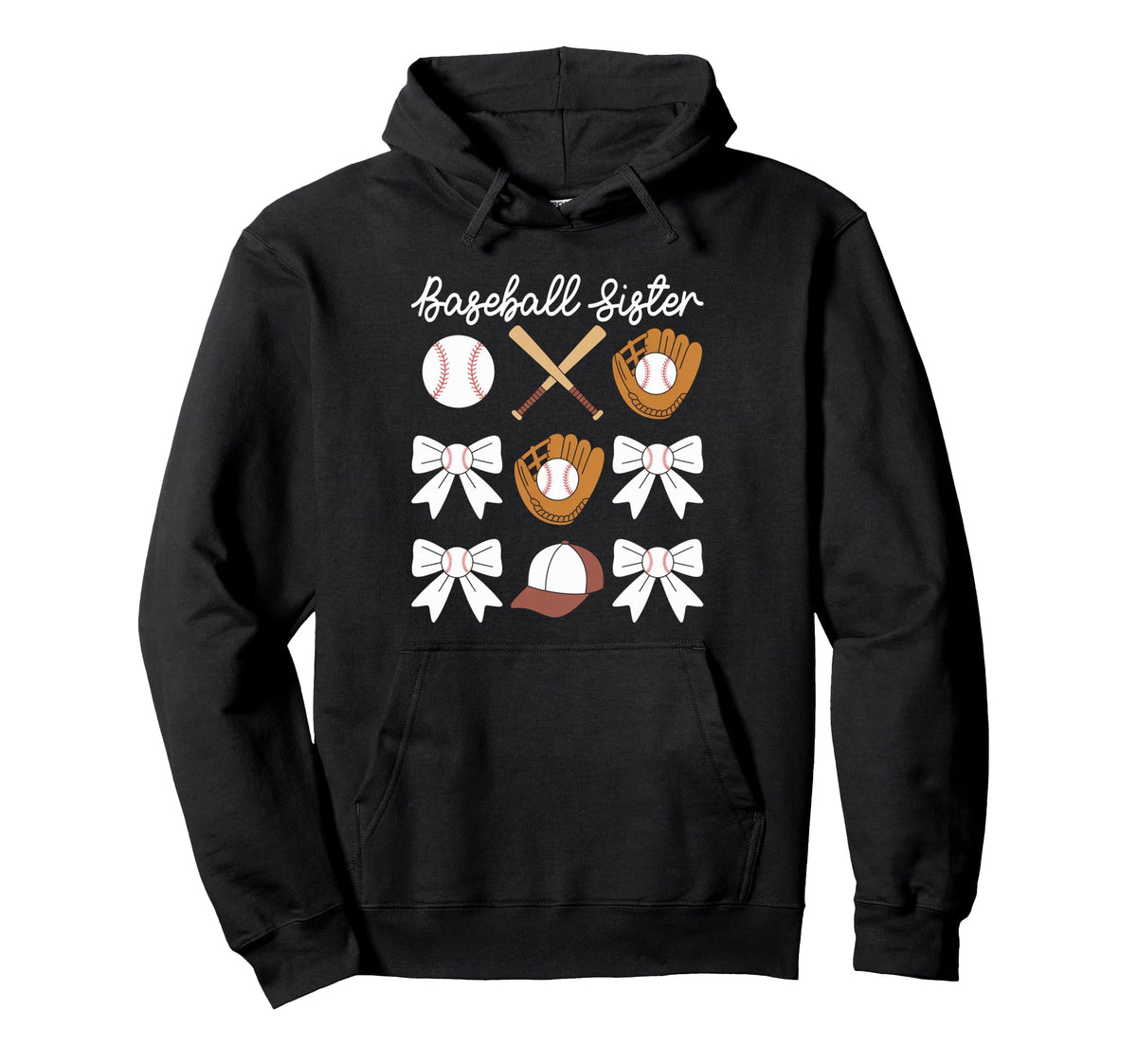 Baseball Sister Coquette Bow Biggest Fan Hoodie - Streetwear Style Unisex
