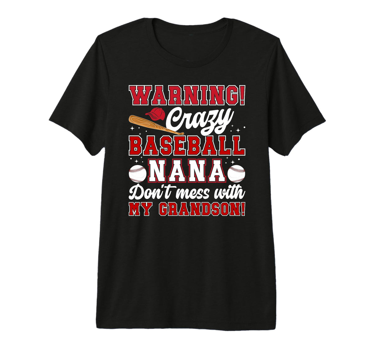 Crazy Baseball Nana Grandma Nana T-Shirt - Aesthetic Graphic Men Women