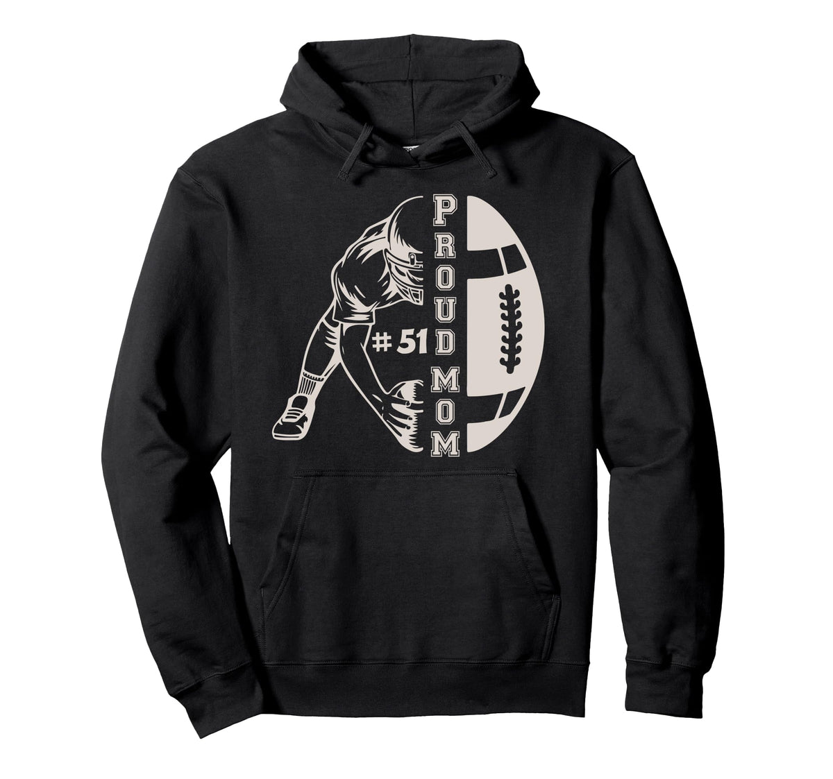 Customized Proud Football Mom Number 51 Hoodie - Trendy Graphic Men Women