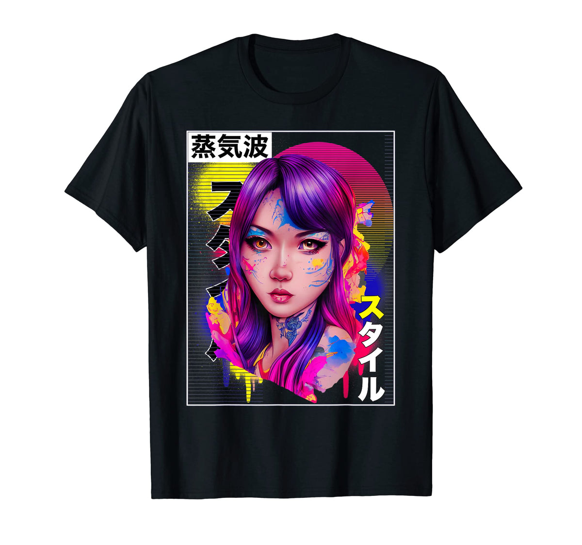 Japanese Vaporwave Aesthetic Colorful T-Shirt - Minimalist Print Men Women