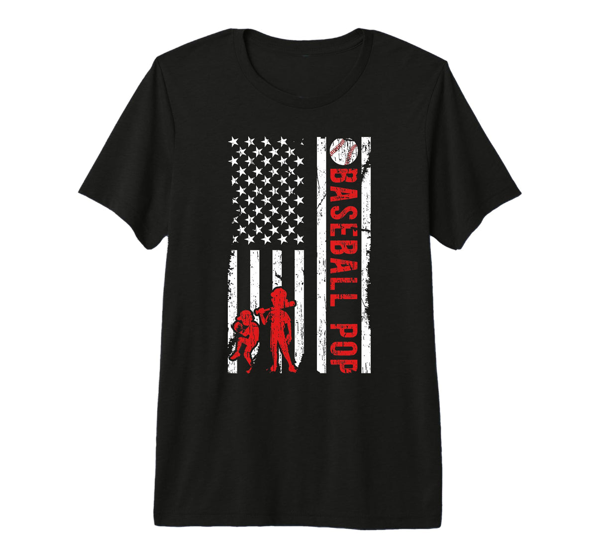 Mens Baseball Pop Grandpa Us Flag Pop T-Shirt - Streetwear Style Unisex