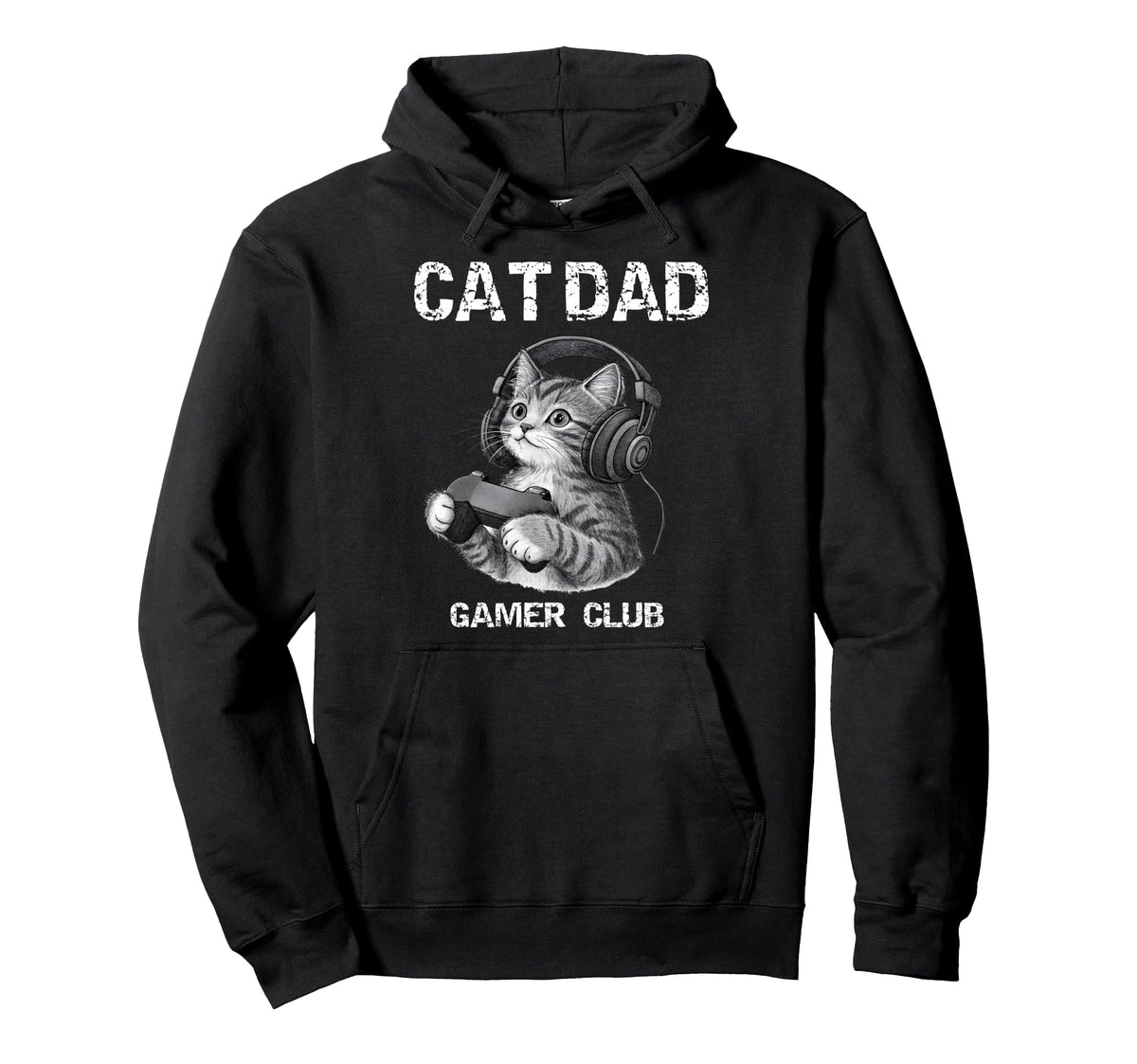 Cat Dad Gamer Club Gaming Funny Fathers Hoodie - Novelty Apparel Unisex