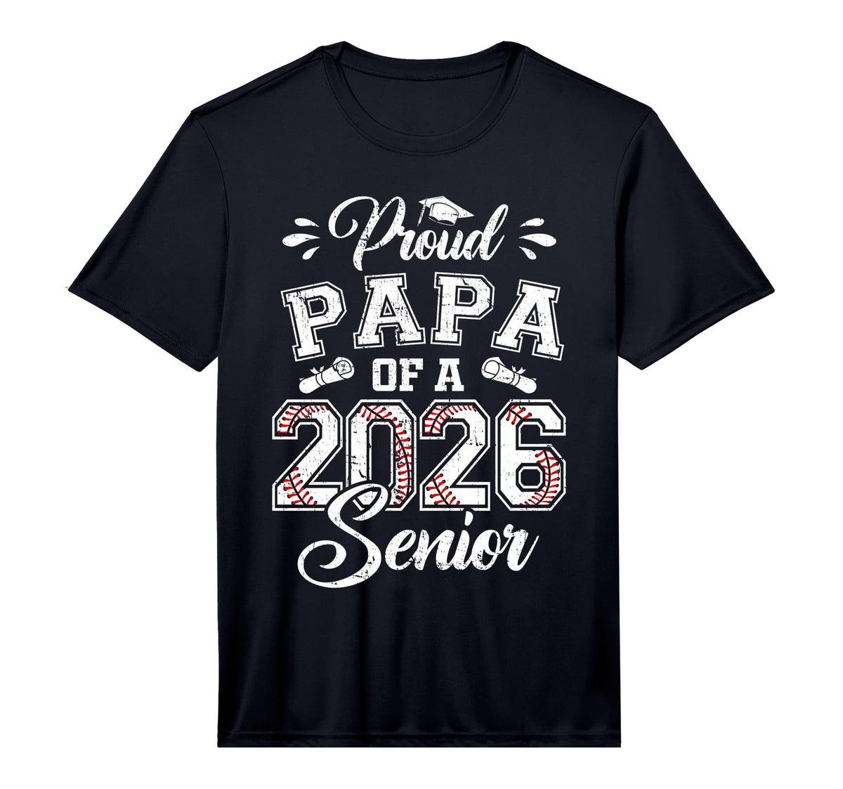 Mens Proud Papa 2026 Senior Baseball T-Shirt - Minimalist Print Men Women