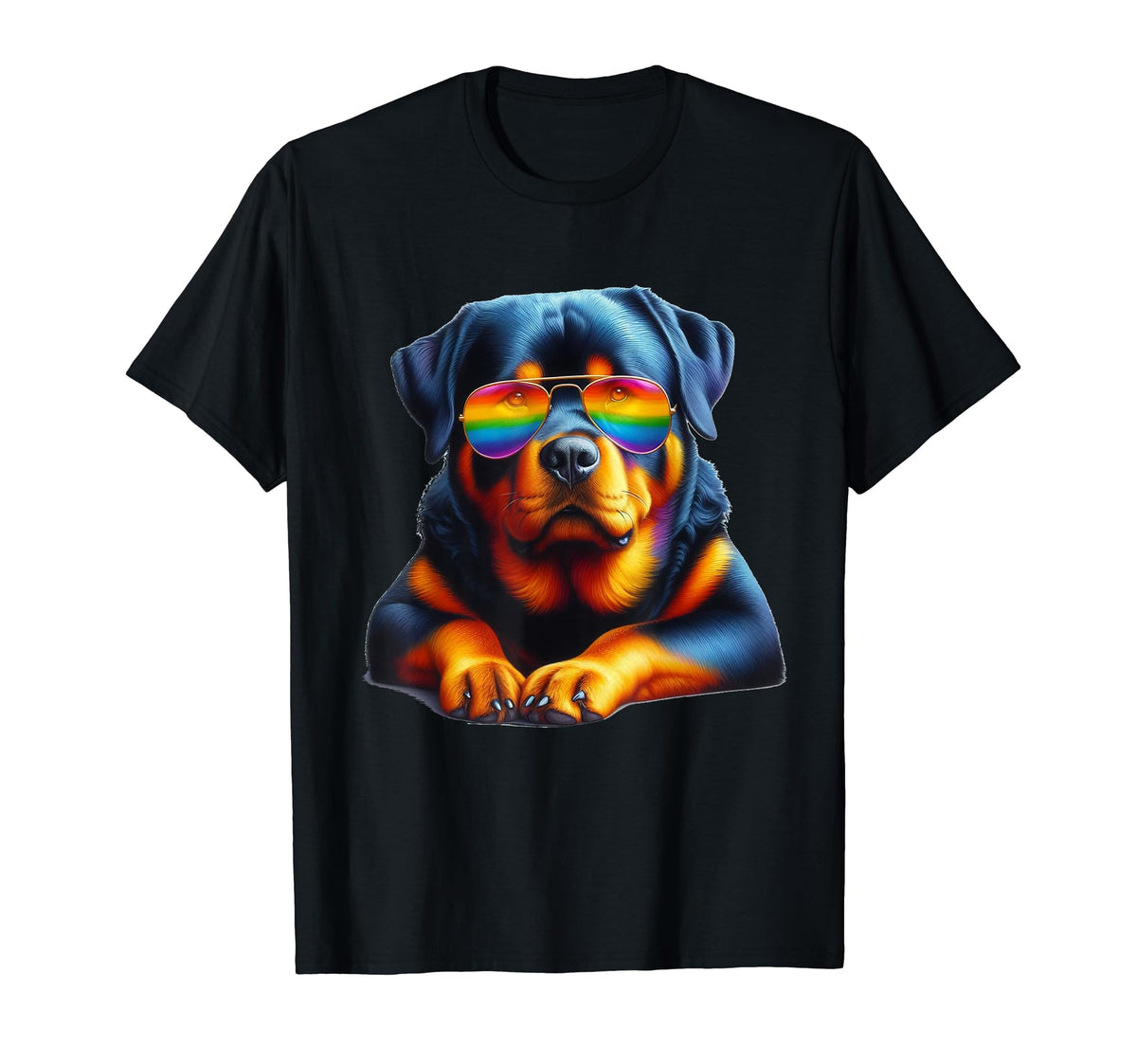 Rottweiler Rainbow Sunglasses T-Shirt - Streetwear Style Men Women