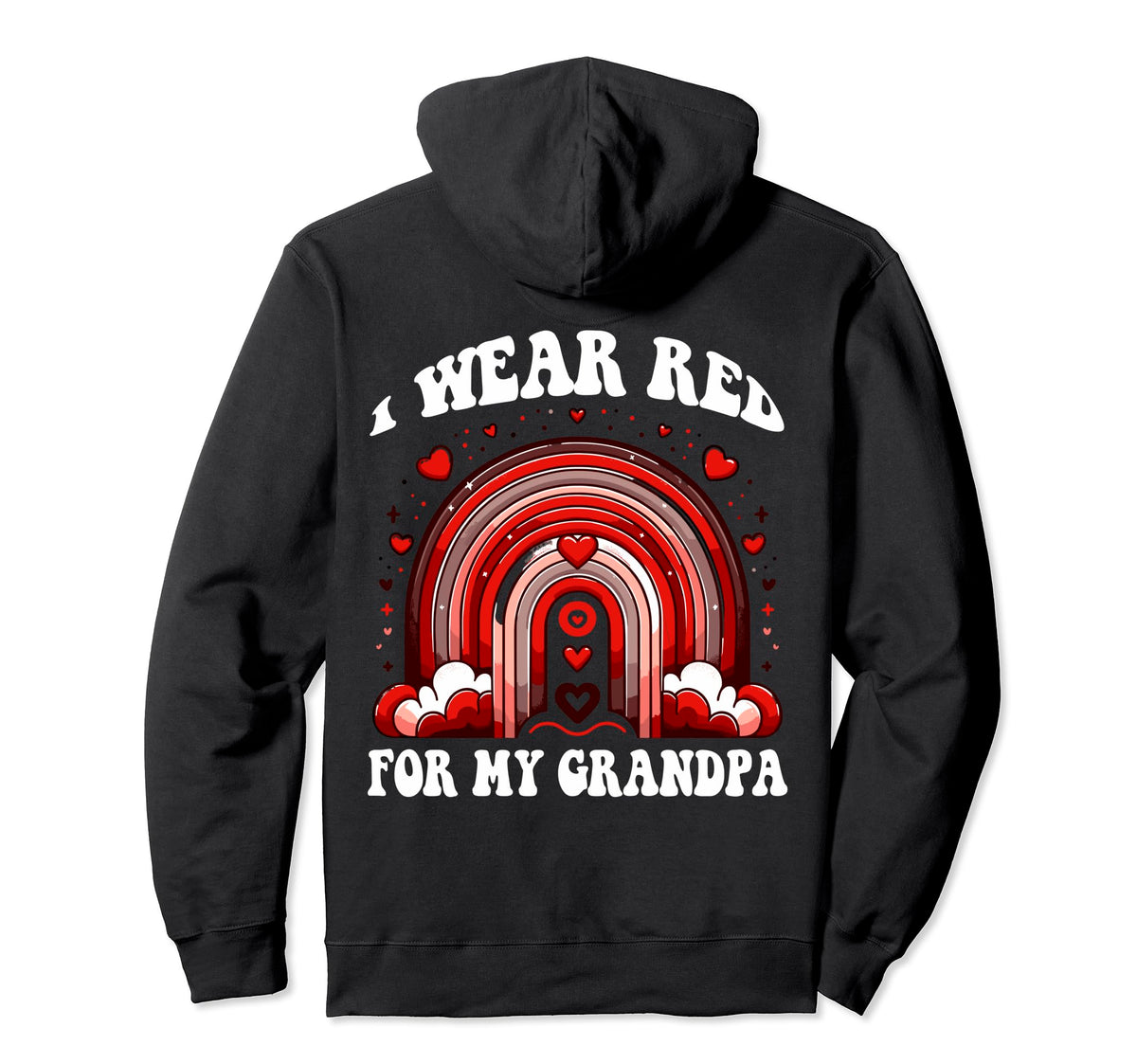 Grandpa Heart Disease Awareness Rainbow Hoodie - Graphic Print Men Women