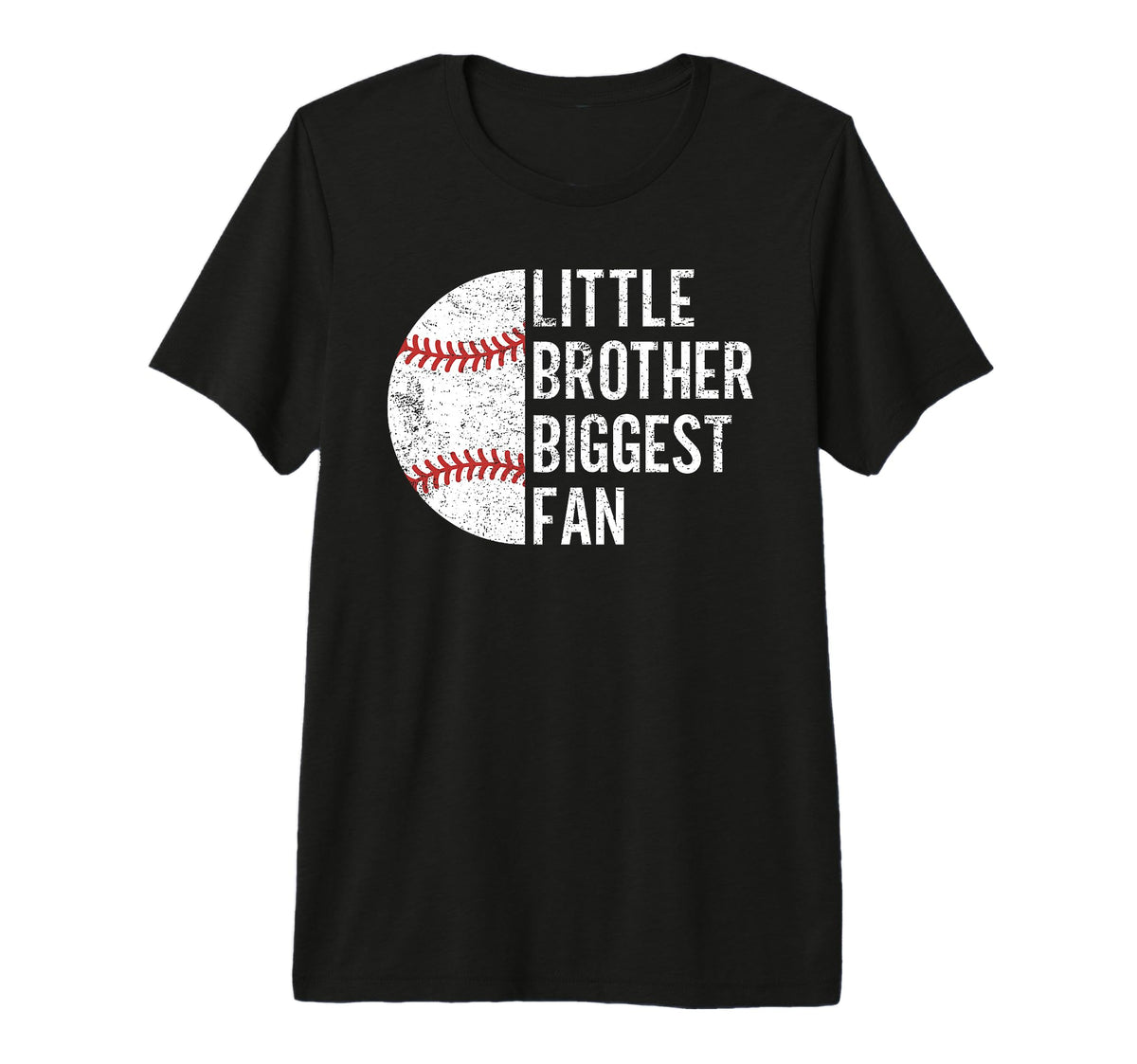 Baseball Little Brother Biggest Fan Teen T-Shirt - Graphic Print Unisex