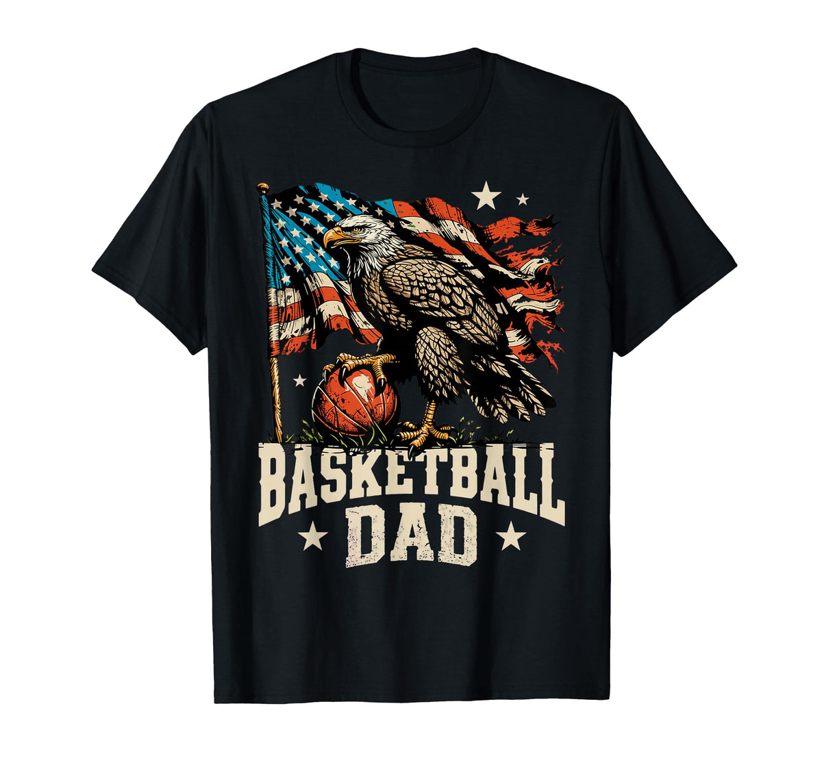 Basketball American Flag Basketball Dad T-Shirt - Unique Graphic Men Women