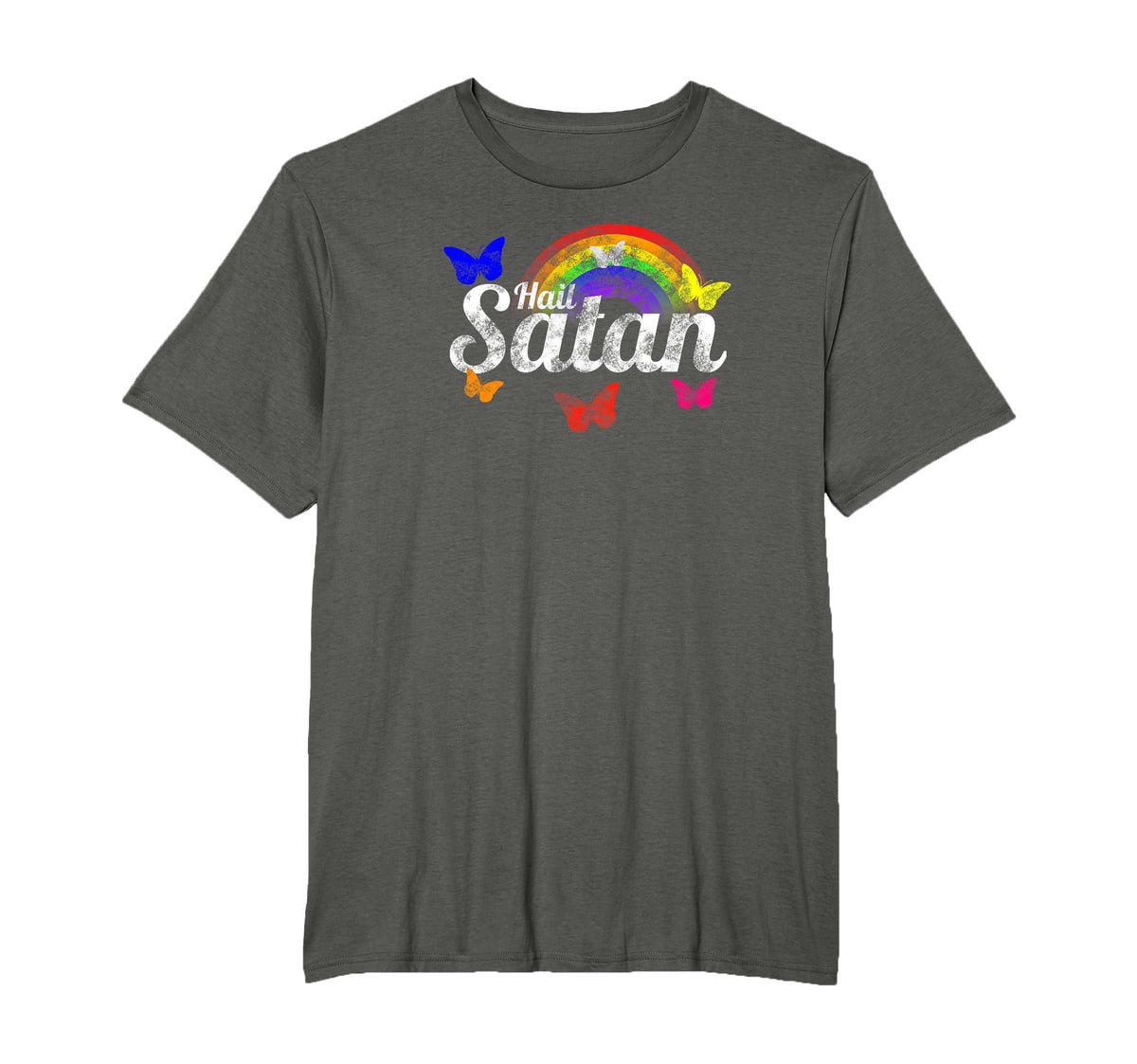 Distressed Satanic Rainbow Occult T-Shirt - Custom Art Print for Adults
